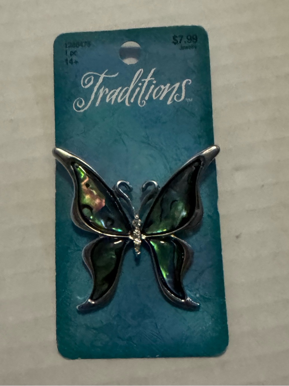 Iridescent Green Butterfly Brooch